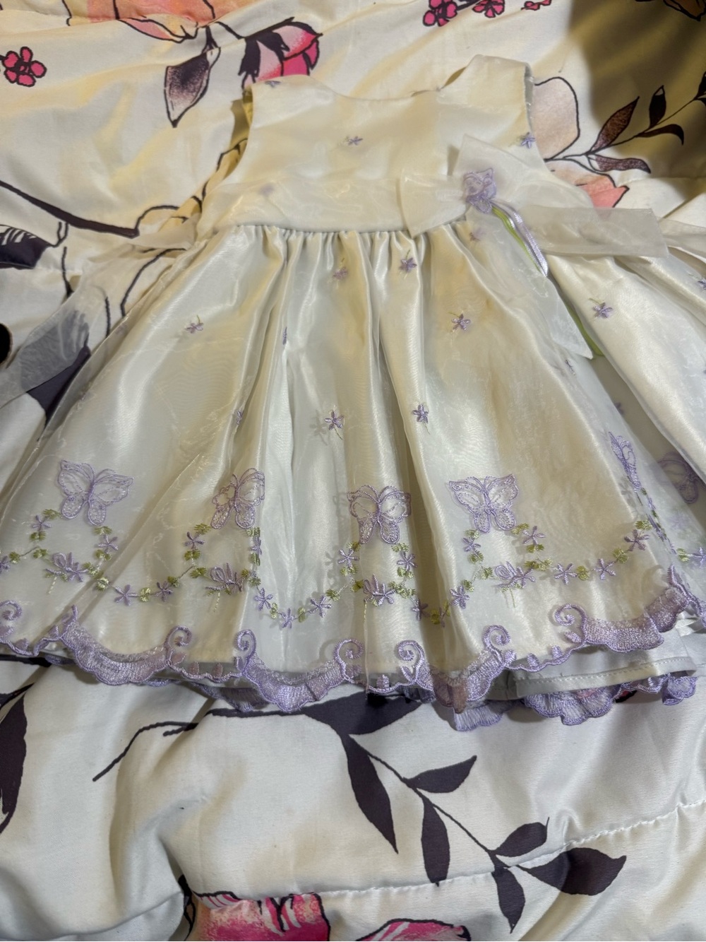 American Princess Ivory and Lavender Butterfly Party Dress